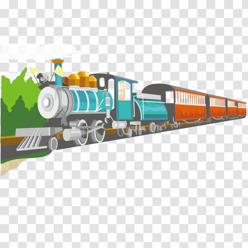 Train Rail Transport Cartoon Locomotive - Toy - Comics Style Vector Material Transparent PNG