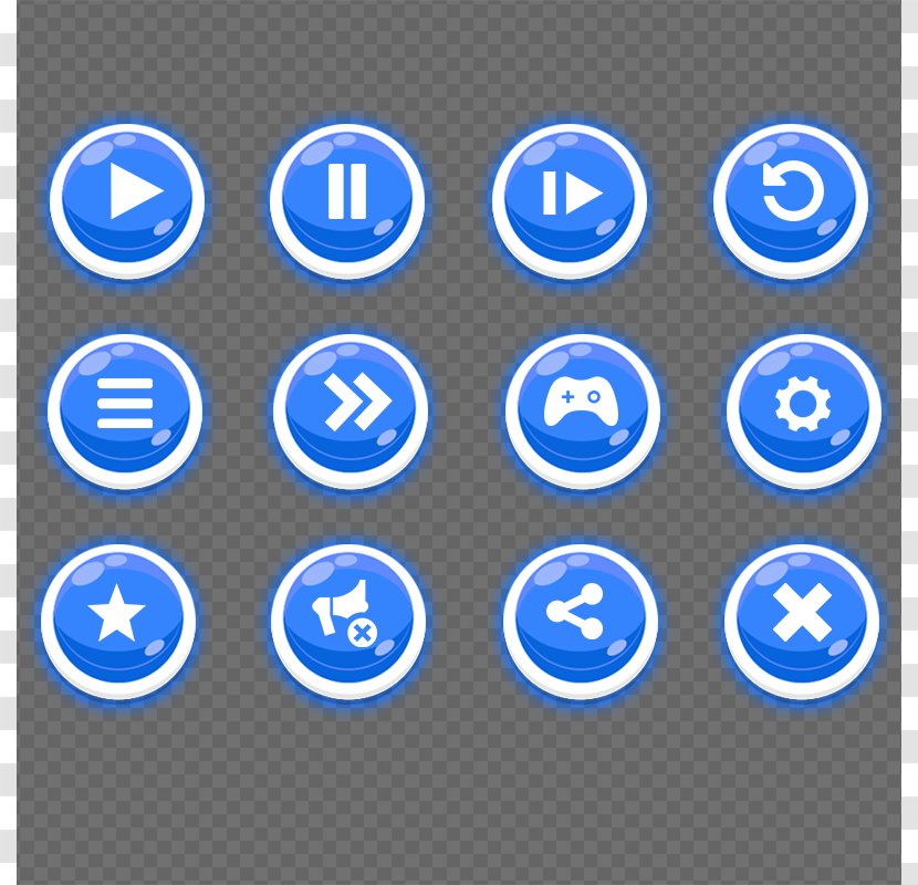 Graphical User Interface Icon - Point - Blue GUI Buttons Transparent PNG