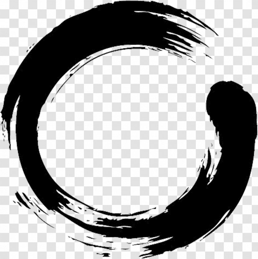 Zen Circle - Logo - Black Hair Blackandwhite Transparent PNG