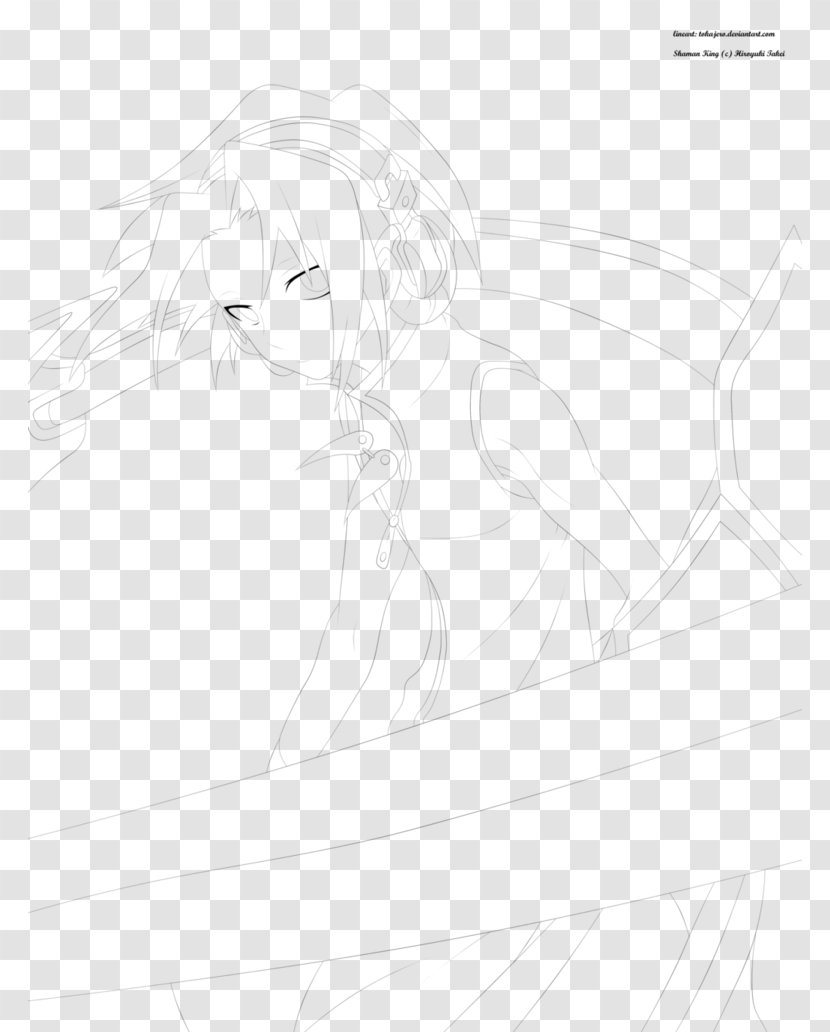 Yoh Asakura Shaman King Amidamaru Line Art Sketch - Heart - SHAMAN KING Transparent PNG