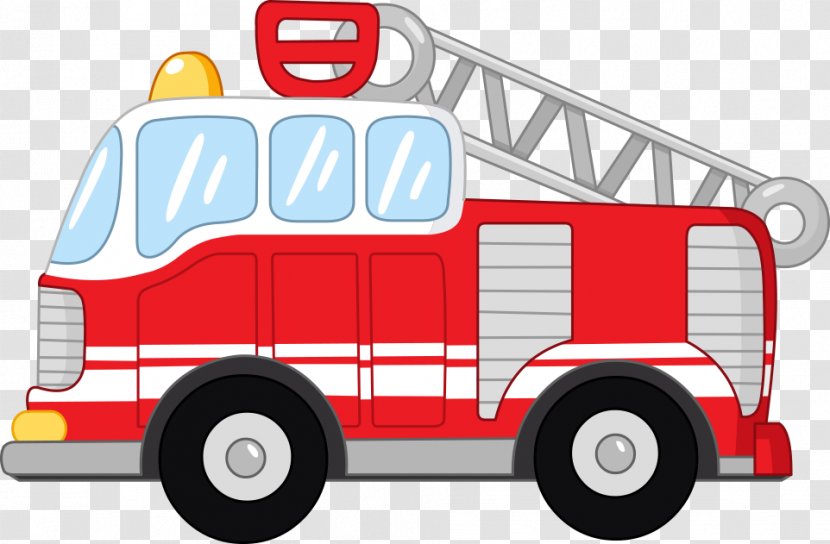 Cartoon Fire Engine Clip Art - Model Car - Cute Vector Transparent PNG