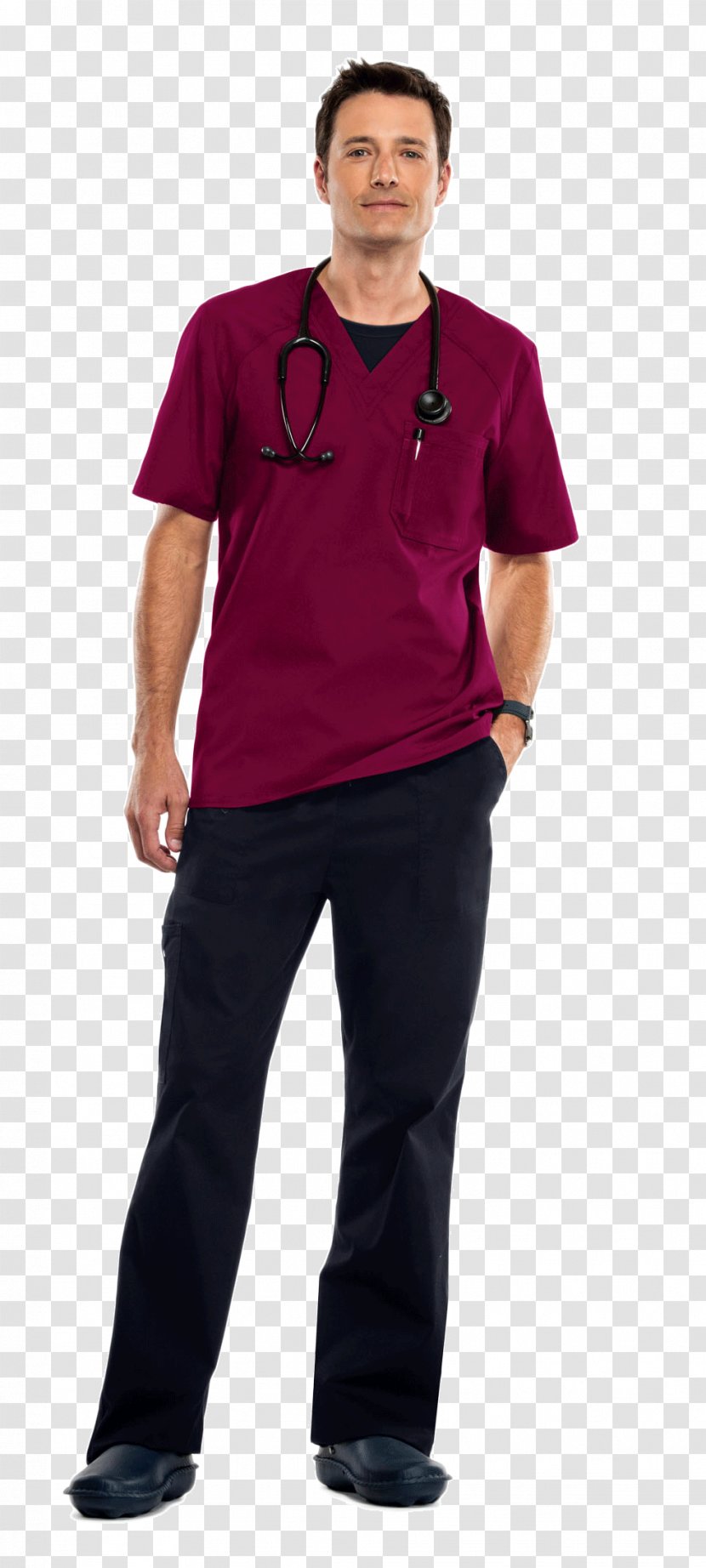 Scrubs T-shirt Hoodie Clothing Top - Pink - Male Nurse Transparent PNG
