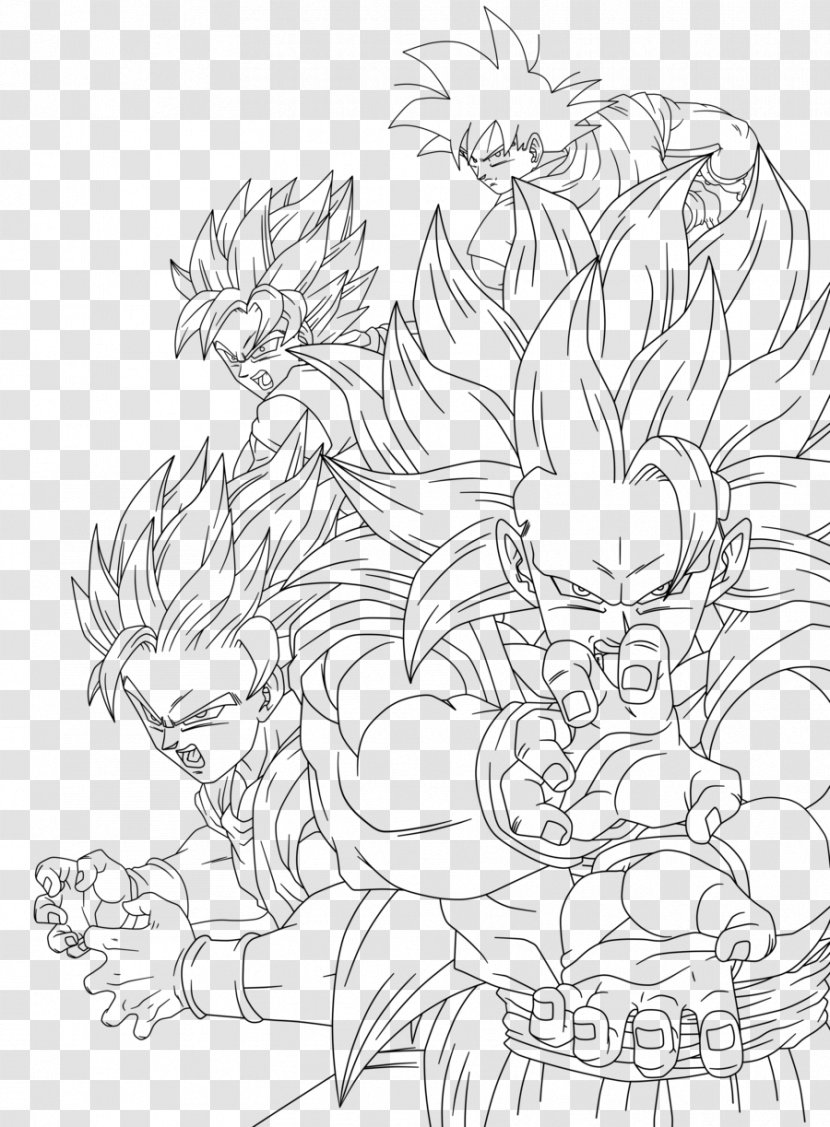 Goku Gotenks Vegeta Majin Buu Gogeta - Black And White Transparent PNG