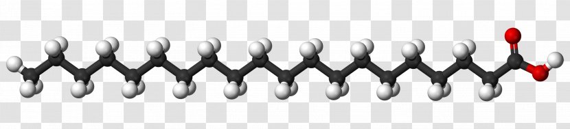 Stearic Acid Fatty Saturated Fat Molecule - Black And White Transparent PNG
