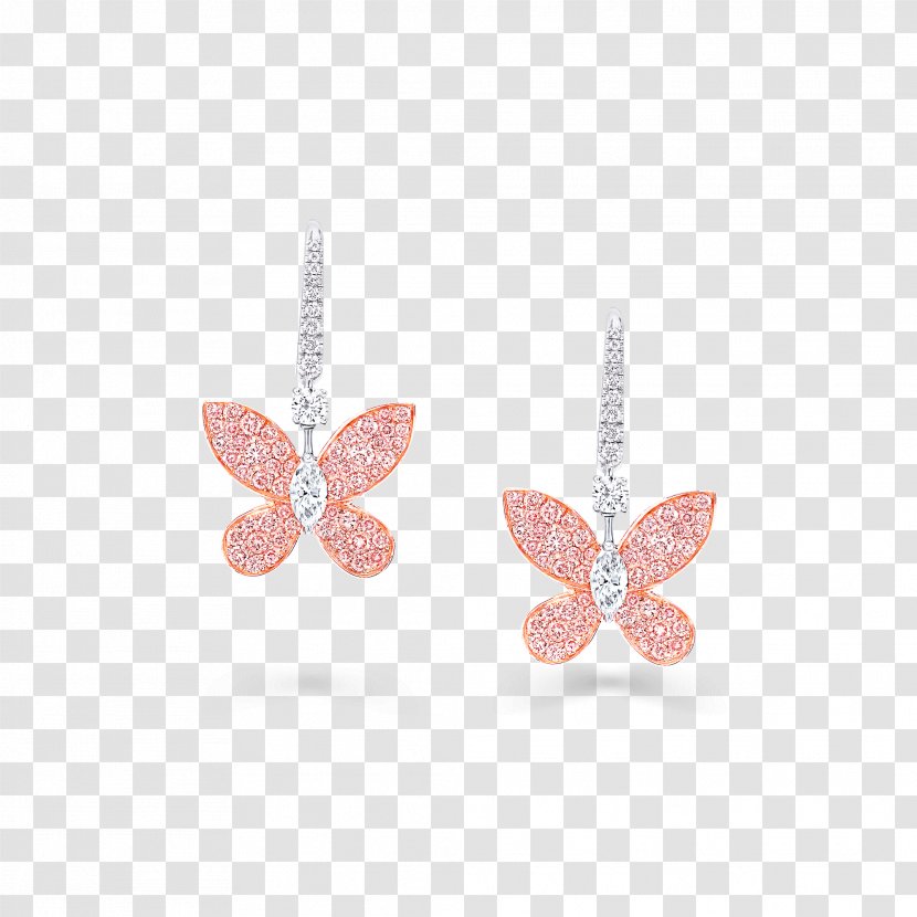 Earring Butterfly Graff Diamonds Pink - Diamond Transparent PNG