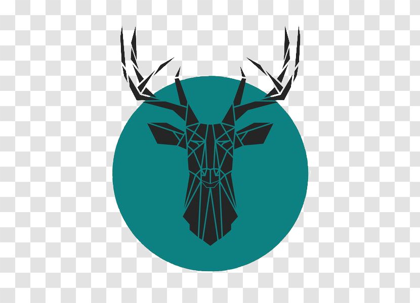 Deer Stencil Art - Turquoise - Geometric Transparent PNG
