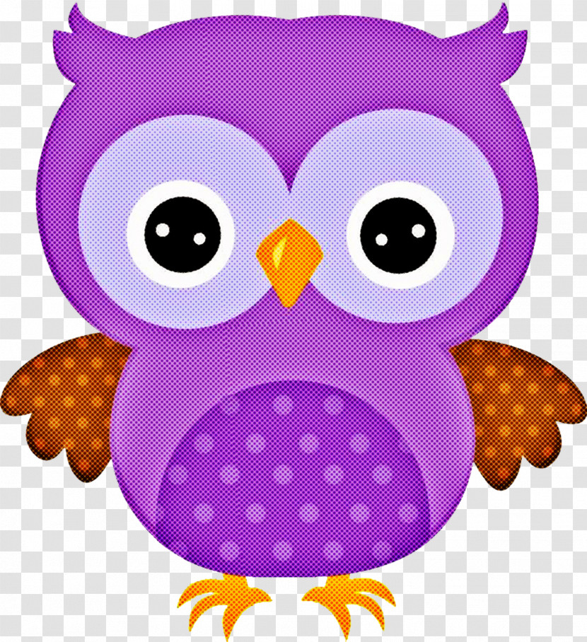 Owl Purple Cartoon Bird Of Prey Violet Transparent PNG