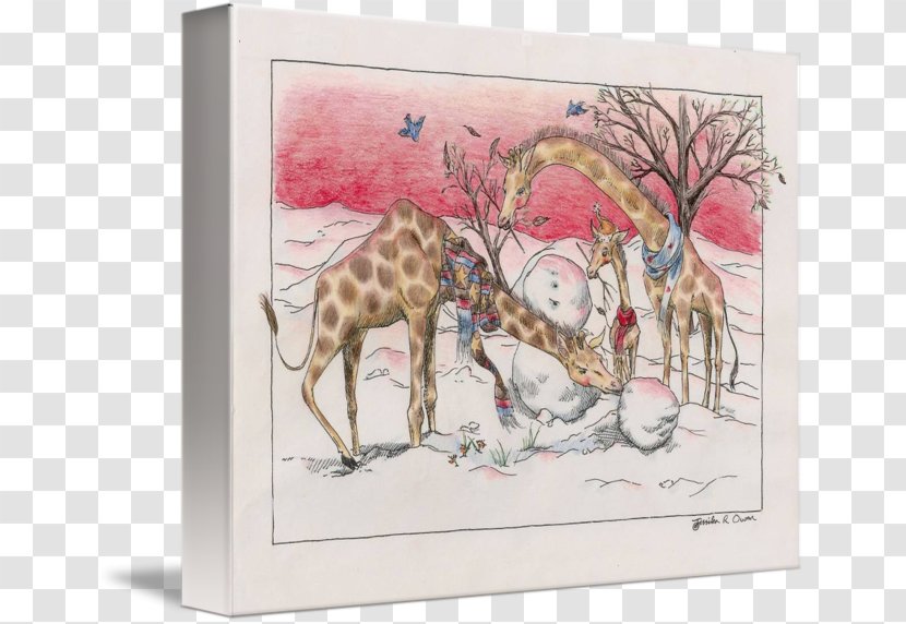 Giraffe Drawing Work Of Art Painting - Artist Transparent PNG