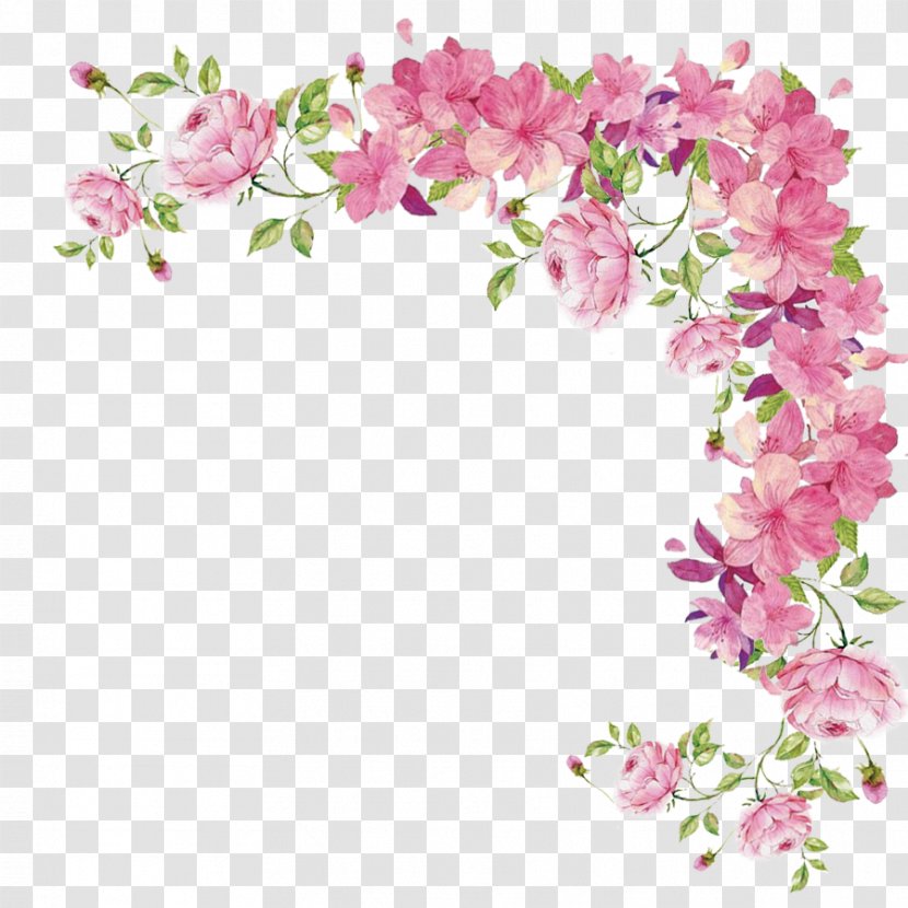 Flower - Pink - Small Fresh Flowers Hand-painted Border Transparent PNG