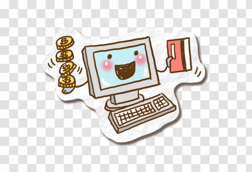 Computer Keyboard Drawing Cartoon - He Earned A Banknote Transparent PNG