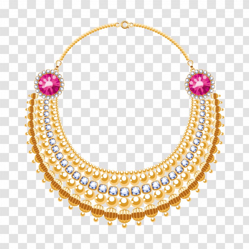 Necklace Pearl Jewellery Gemstone - Luxury Gold Diamond Vector Material Transparent PNG