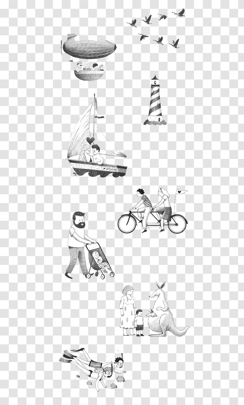 Pencil Illustration - The - People Travel Way Transparent PNG