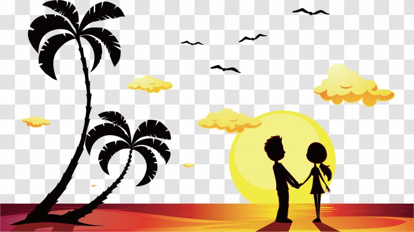 Stock Illustration Beach Royalty-free Clip Art - Pattern - Vector Sunset Under The Couple Transparent PNG