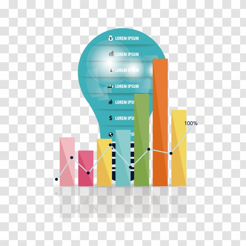 Graphic Design Bar Chart Infographic - Technology - Vector Data And Bulb Transparent PNG