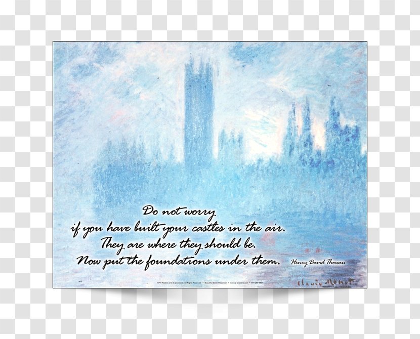 Painting Houses Of Parliament, London Impressionism London, The Sunlight Opening In Fog - Text Transparent PNG