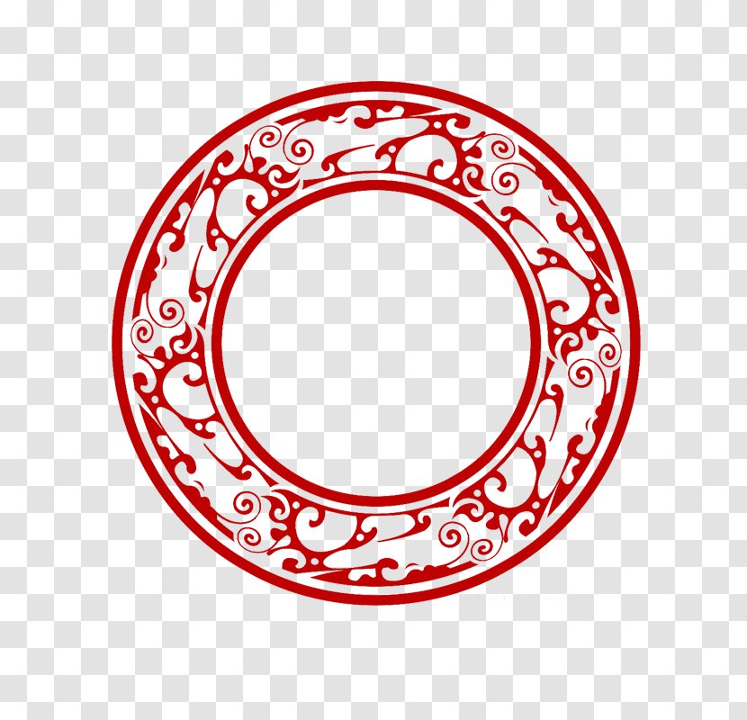 Circle Chinoiserie Picture Frame - Art - Red Antique Transparent PNG