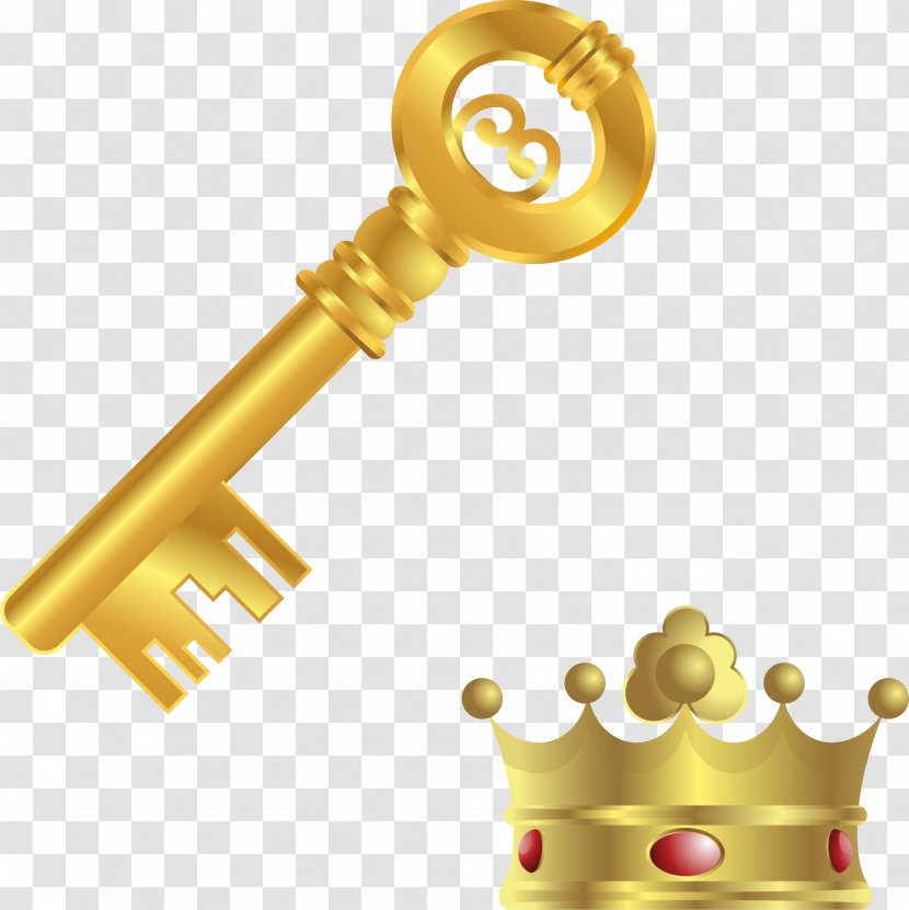 Icon - Material - Vector Gold Crown Key Transparent PNG