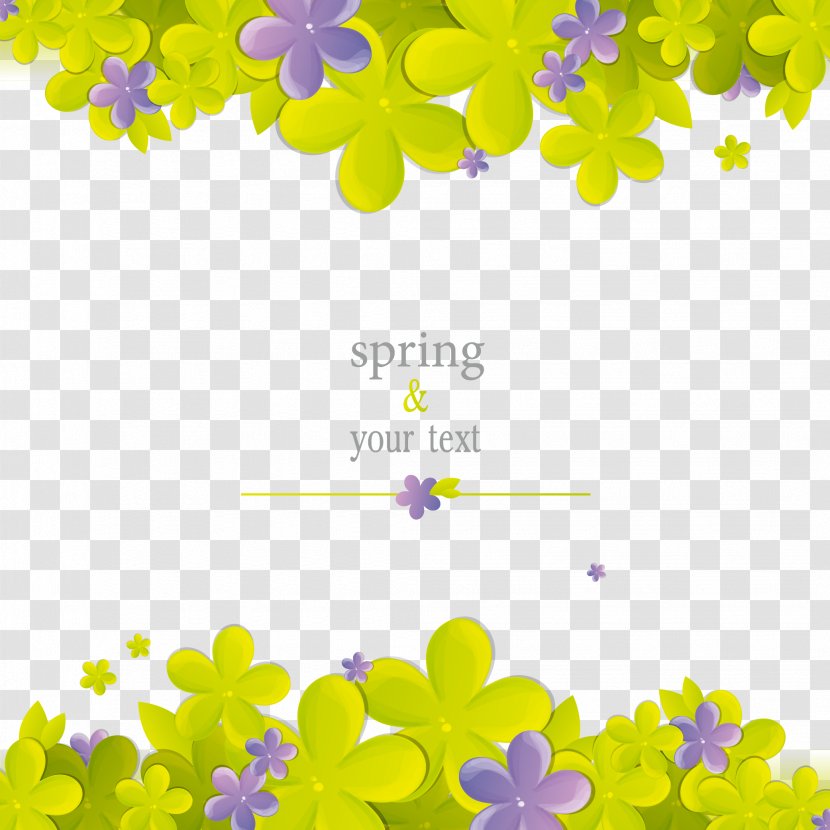 Flower Cartoon - Green - Spring Flowers Border Transparent PNG