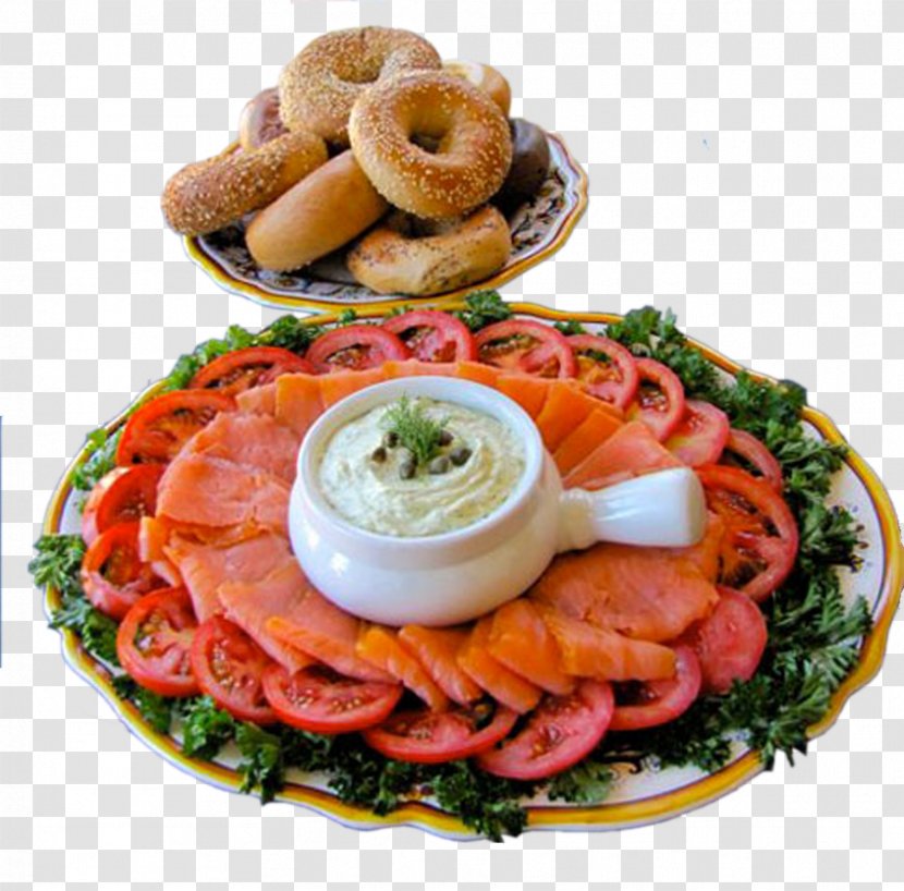Breakfast Lox Bagel Smoked Salmon Bacon, Egg And Cheese Sandwich - Finger Food - Sausage Transparent PNG
