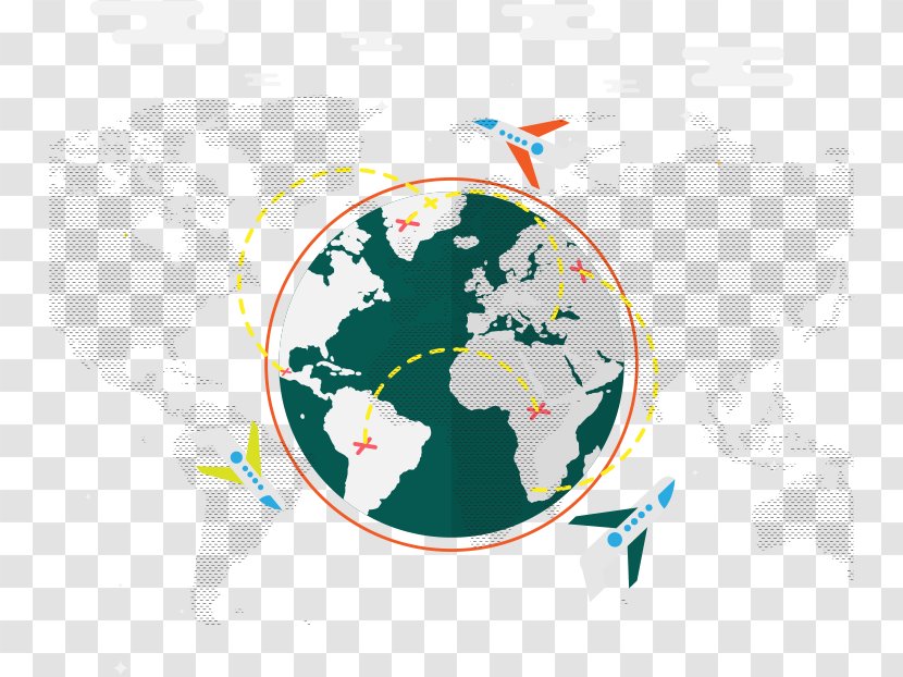 Globe Integra Technologies Inc World Map - Vector And Route Aircraft Transparent PNG