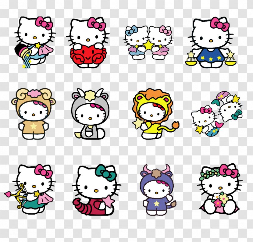 Hello Kitty Constellation Icon - Body Jewelry - Cat 12 Constellations Transparent PNG