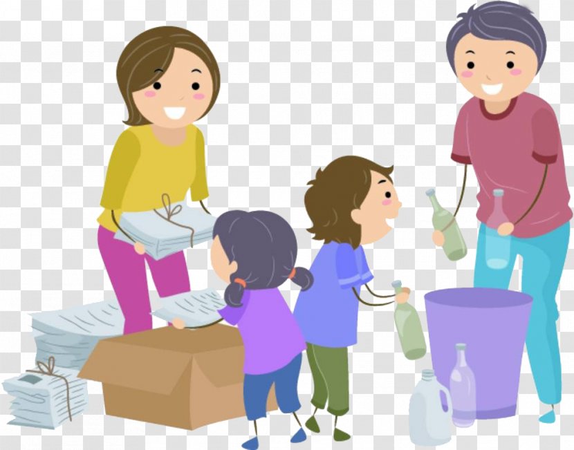 Waste Sorting Management Container Clip Art - Cartoon - Parents And Children Pack Transparent PNG