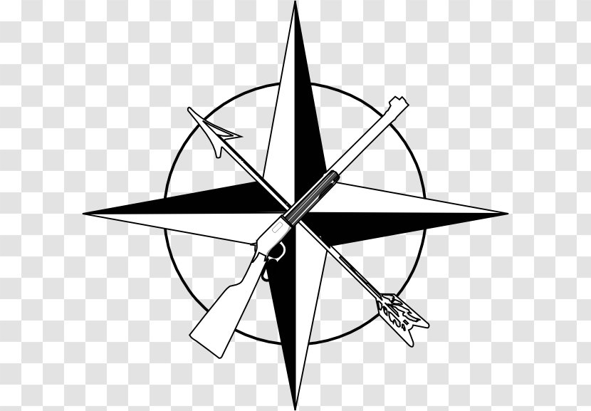 Compass Rose Black And White Clip Art - Symbol Transparent PNG