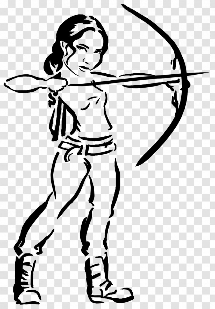 Katniss Everdeen Coloring Book The Hunger Games Drawing Mockingjay - Standing - Bow And Arrow Transparent PNG