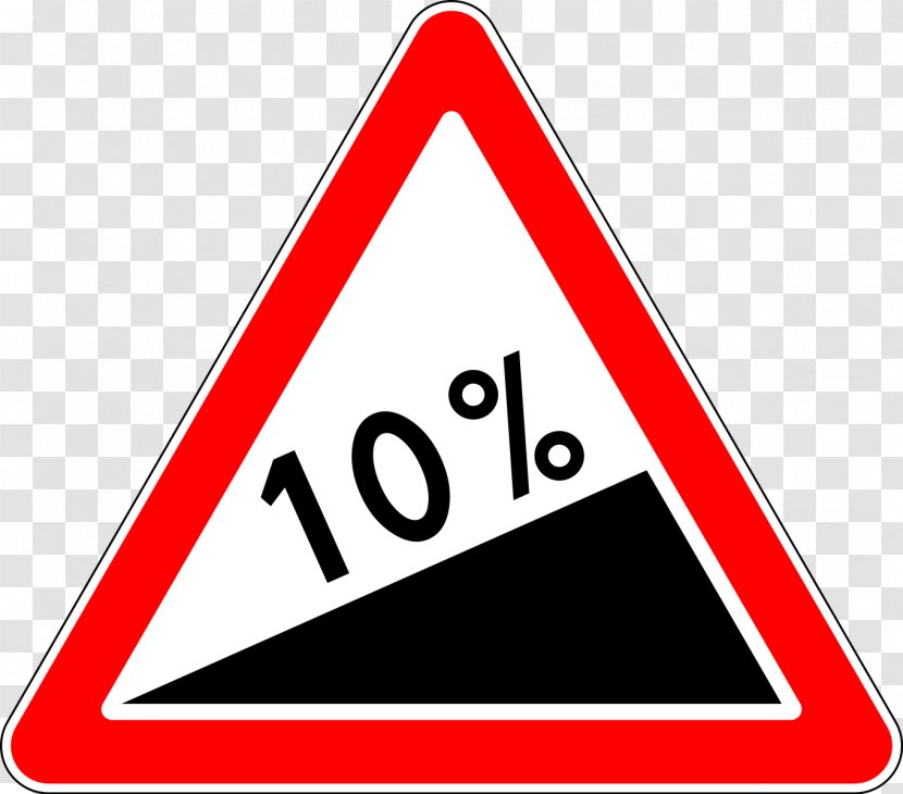 Traffic Sign Warning Steep Road - Point Transparent PNG