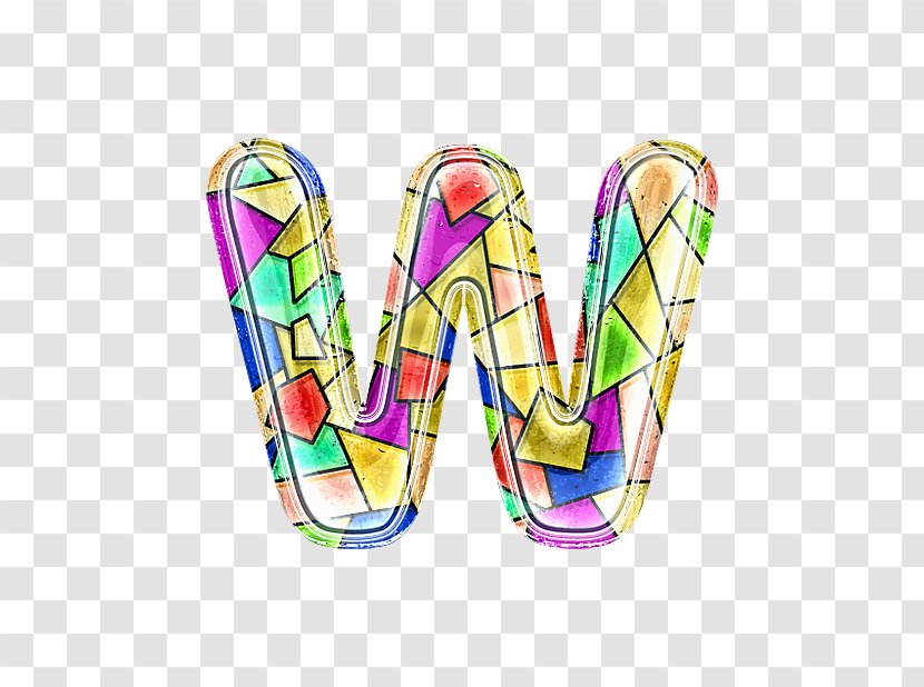 Stained Glass - Numerical Digit - Letter W Transparent PNG
