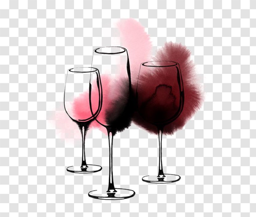 Red Wine Glass Cocktail - Stemware - Drawing Transparent PNG