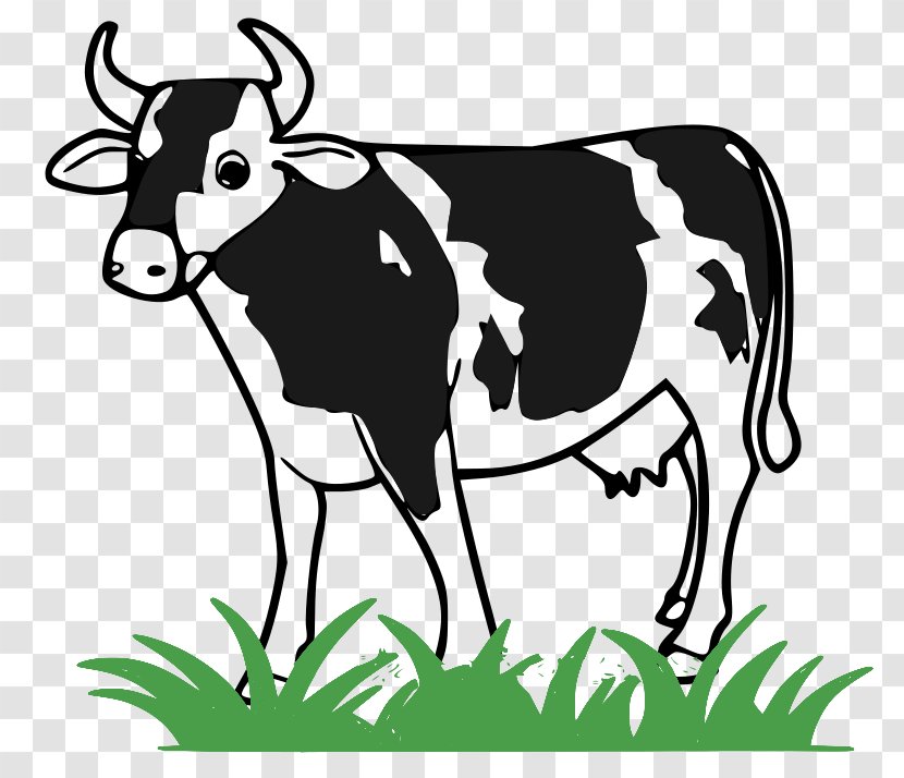 Holstein Friesian Cattle Milk Dairy Livestock Clip Art - Black And White - Cow Transparent PNG