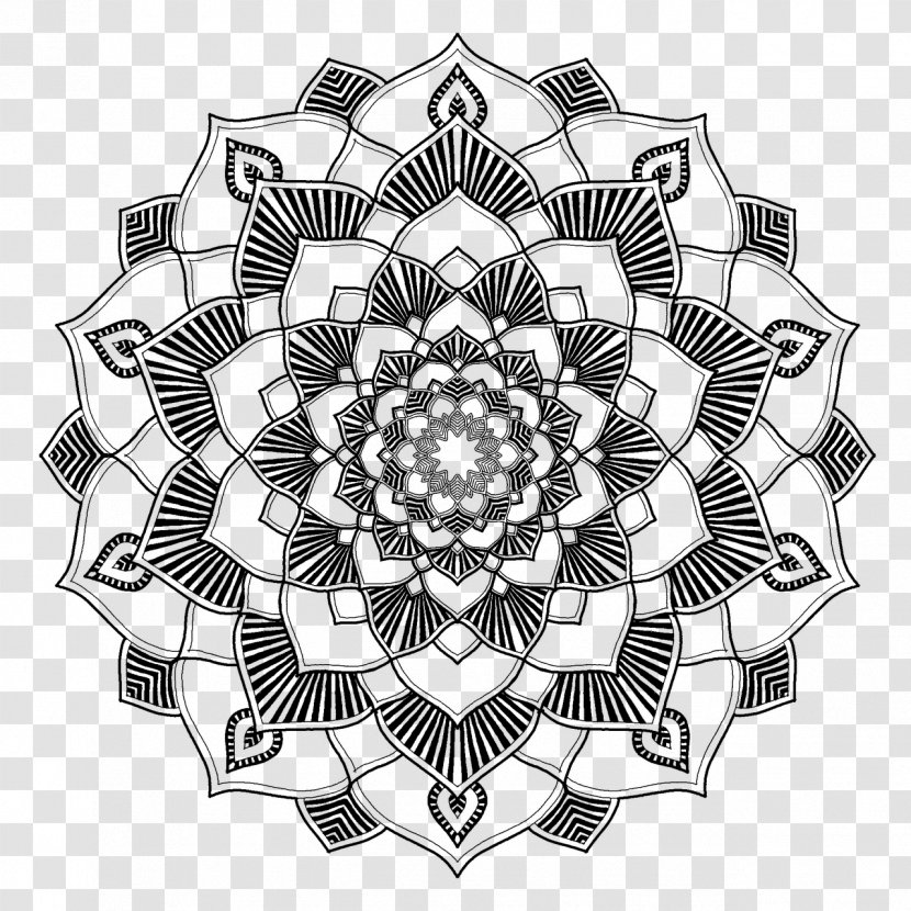 Mandala Coloring Book Line Art - Drawing - Therapy Transparent PNG