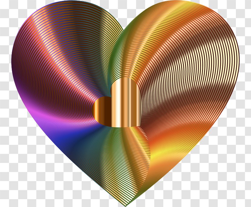 Clip Art - 3d Computer Graphics - Golden Heart Transparent PNG