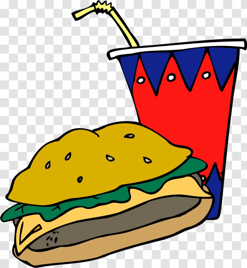 Hamburger Coca-Cola Hot Dog Soft Drink Fast Food - Sandwich - Cartoon Hand Painted Burger Transparent PNG