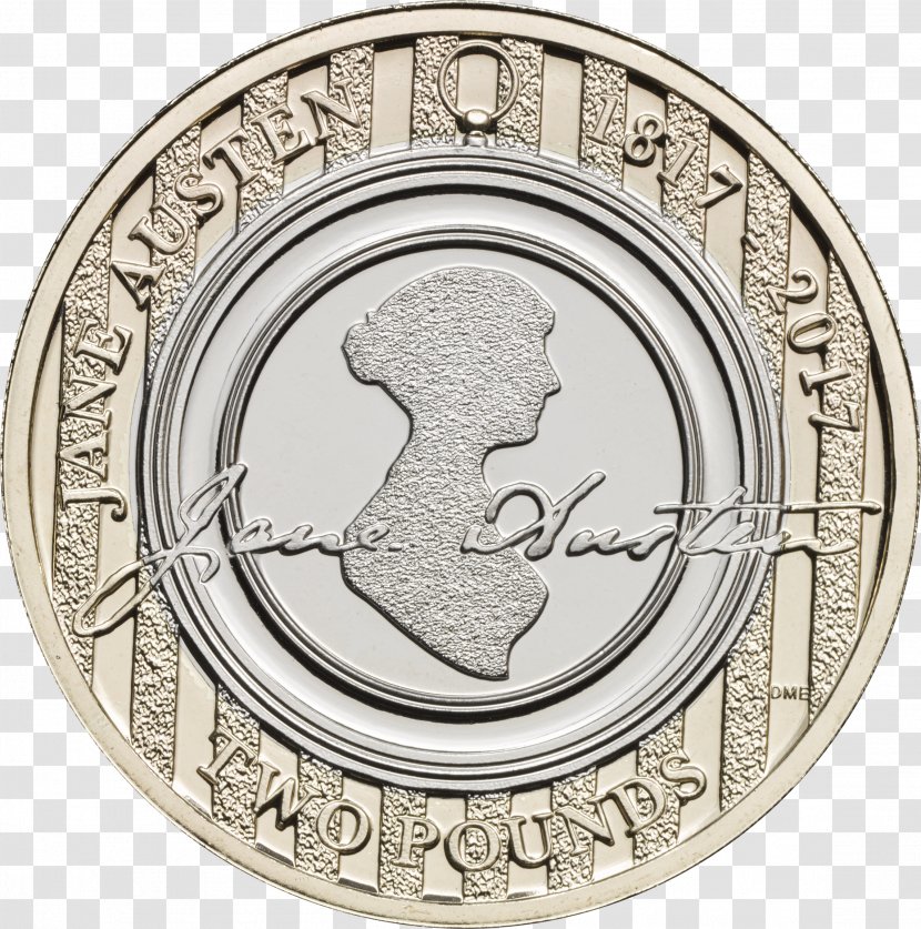 Jane Austen Centre Royal Mint Two Pounds Author Coin - Silver Transparent PNG
