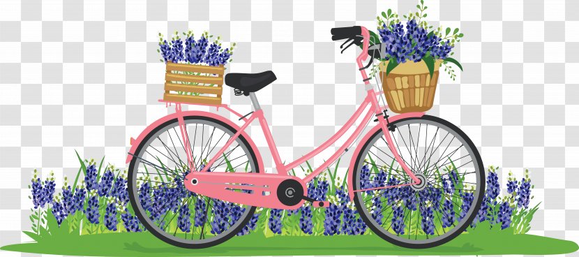 Bicycle Wheel Flower - Recreation - Lavender Baskets For Bicycles Transparent PNG