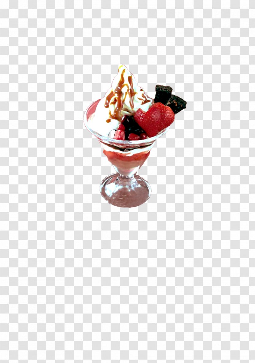 Strawberry Ice Cream Sundae Dame Blanche - Cute Kind Of Decorative Elements Transparent PNG