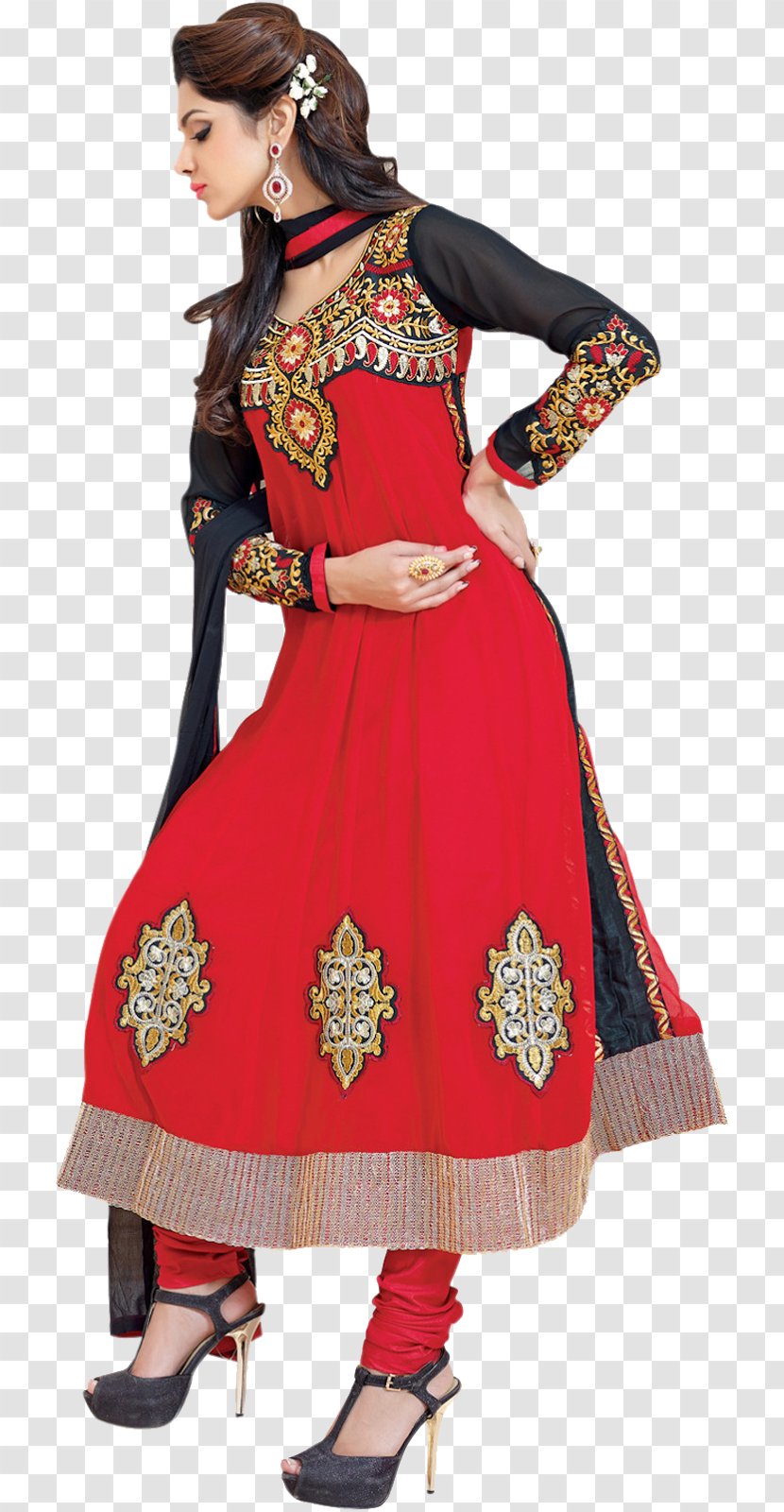 Anarkali Churidar Fashion Georgette Sari - Suit Salwar Transparent PNG
