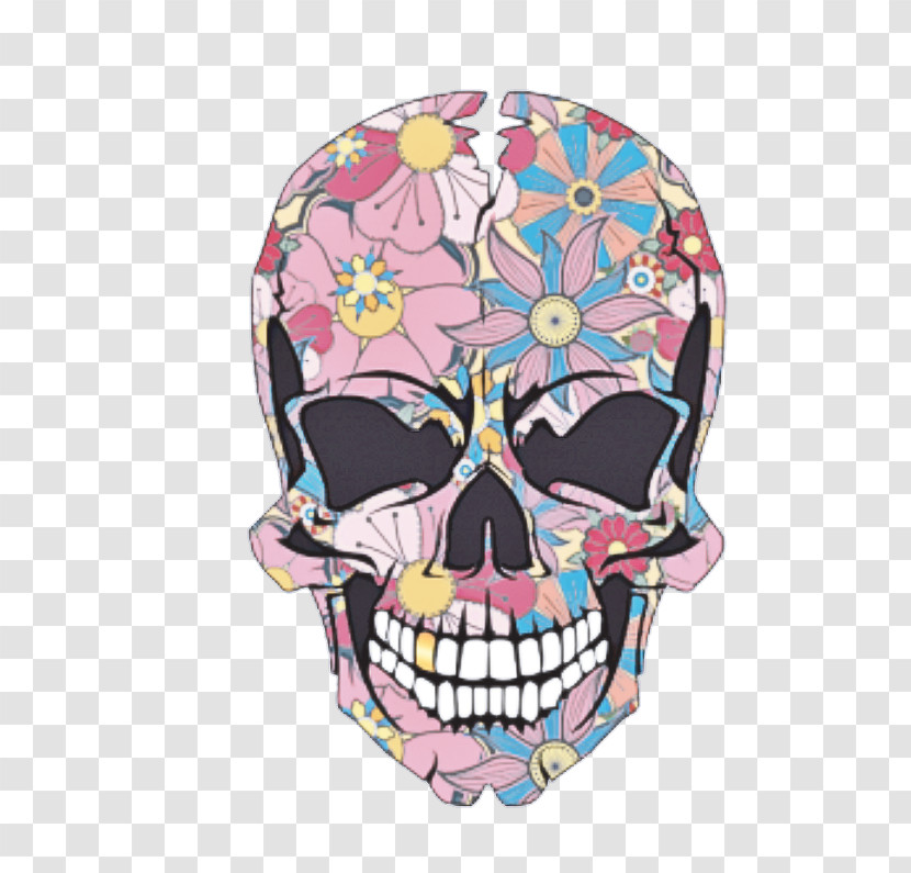 Skull Bone Head Pink Pattern Transparent PNG