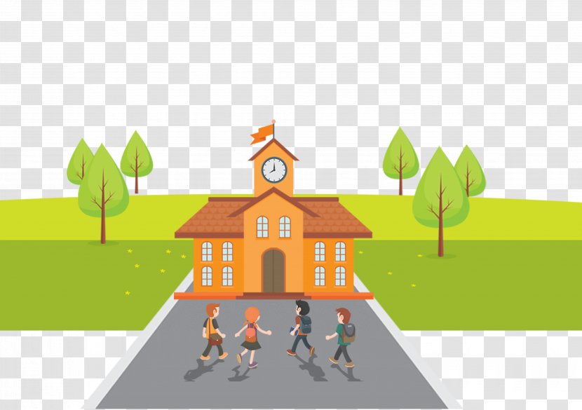 Hand-painted Cartoon School - Tree - Area Transparent PNG