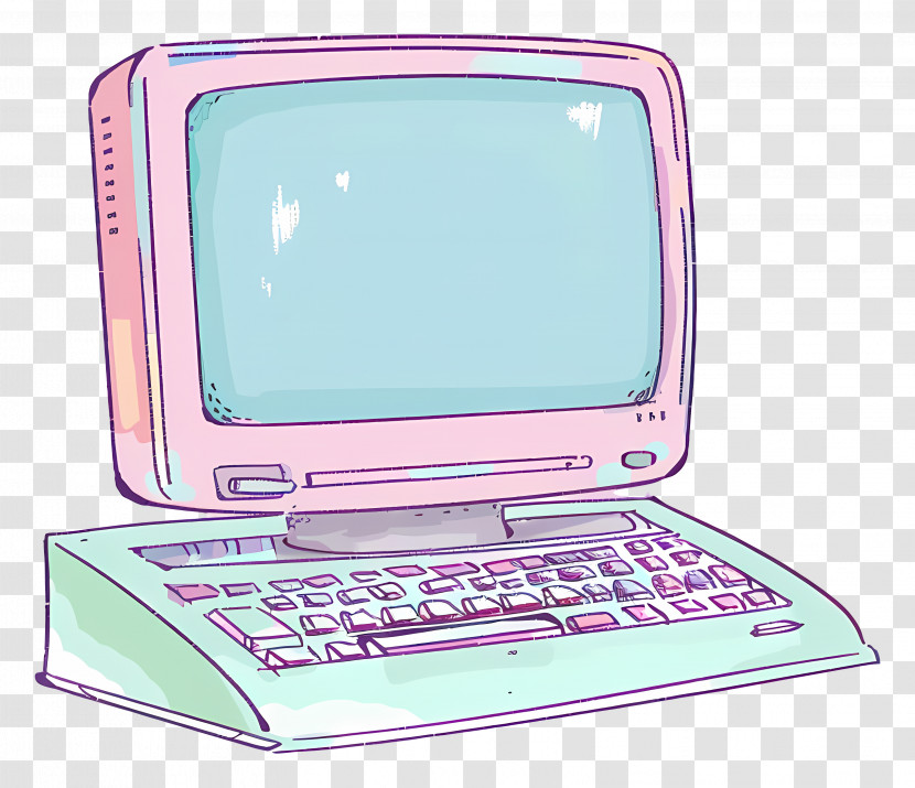 Computer - Vintage Pastel Computer Illustration Transparent PNG