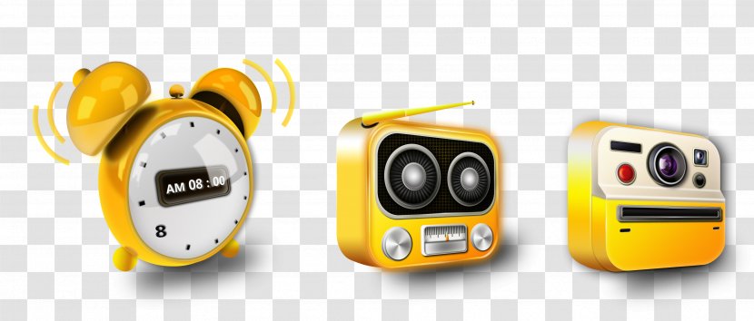 Icon Design - Cartoon - Yellow Alarm Clock Transparent PNG