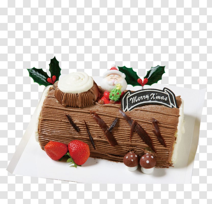 Christmas Cake Birthday Chocolate Panettone Santa Claus - Dessert Transparent PNG