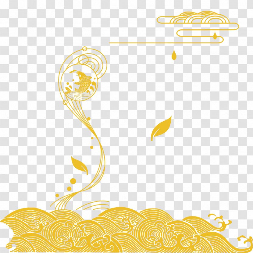 Motif Chinoiserie Clip Art - Designer - Tea Gold Pattern Background Material Transparent PNG