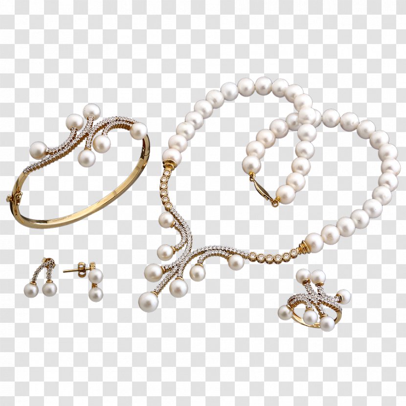 Earring Bracelet Necklace Pearl Gold Transparent PNG