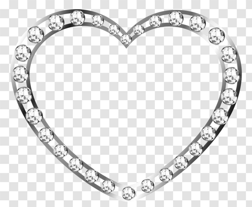 Heart Silver Clip Art - Watercolor - With Diamonds Free Clipart Transparent PNG