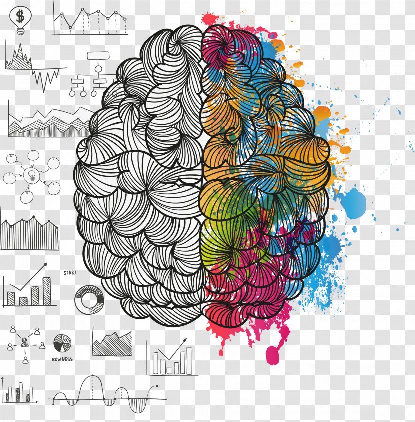 Lateralization Of Brain Function Painting Cerebral Hemisphere - Silhouette - Thinking Transparent PNG