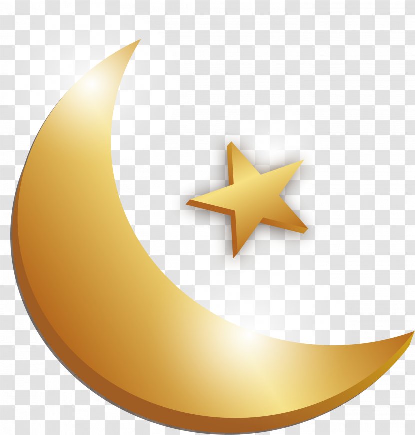 Golden Moon Star - Designer - Crescent Transparent PNG