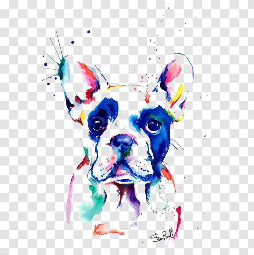 French Bulldog Watercolor Painting Drawing - Art Transparent PNG